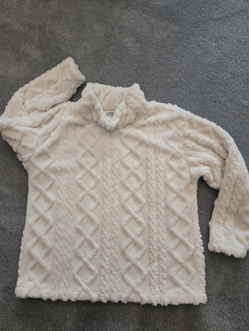 Eddie Bauer Cream Plush Cable-Pattern Turtleneck Sweater